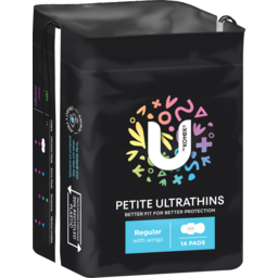 U By Kotex Petite Ultrathin Pads Regular With Wings 14 Pack