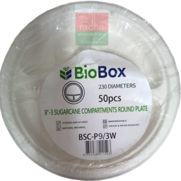 Bio Box Sugarcane 9'' Round Plates 50pcs