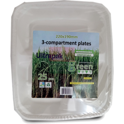 Sugarcane 3 Compartment Plates - 25pcs