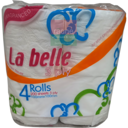 La Belle 3 Ply Toilet Rolls- 4pk