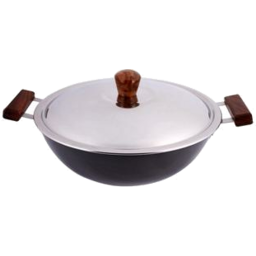 Wonder Chef Ebony Hard Anodized Wok With Lid - 24cm