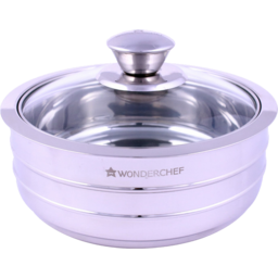 Wonderchef Austin Midi Stainless Steel Serving Casserole with Lid /​20cm Silver