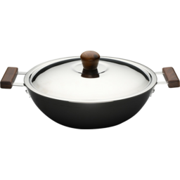 Wonderchef Ebony Hard Anodised Aluminium Wok with Lid /​28cm - Black/​Brown
