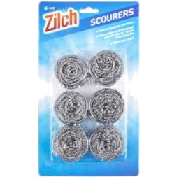Zilch Stainless Steel Scourers 6pk