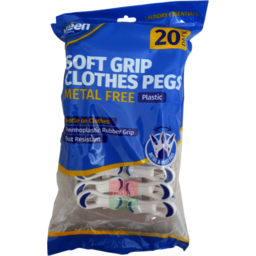 Xtra Kleen Soft Grip Clothes Pegs Plastic 20pack